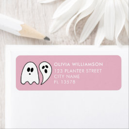 Etiqueta Fantasma de Halloween rosa
