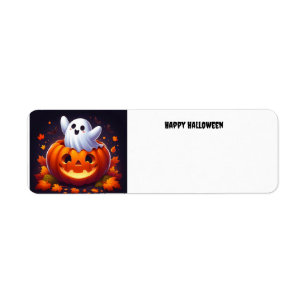 Etiqueta Fantasma feliz de Halloween