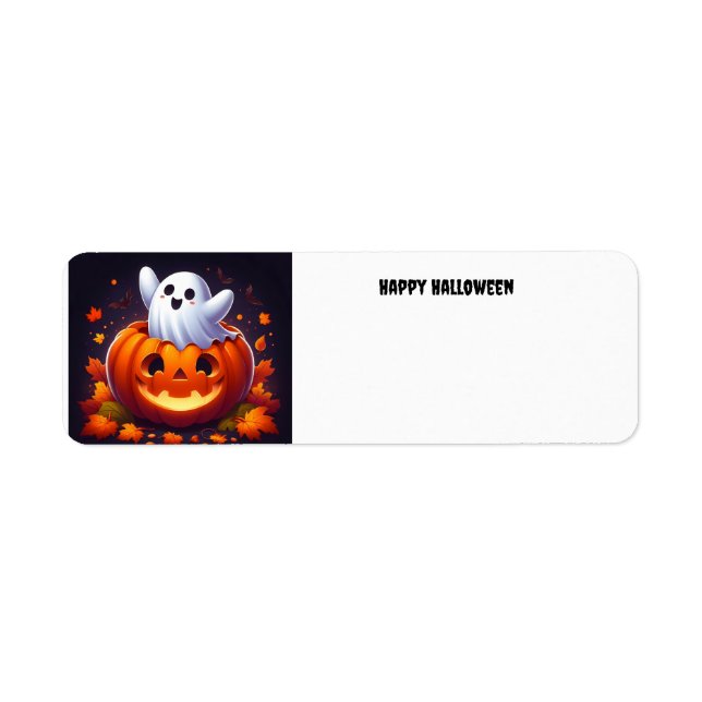 Etiqueta Fantasma feliz de Halloween (Frente)