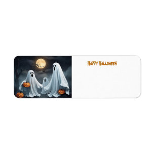 Etiqueta Fantasma feliz de Halloween