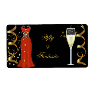 Etiqueta Fantástico Vestido Rojo Negro Oro