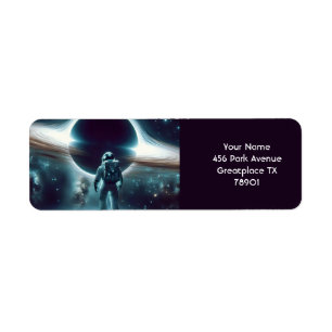 Etiqueta Fantasy Cute Astronauta Black Hole