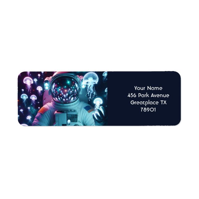 Etiqueta Fantasy Cute Astronauta Espacio de medusas (Frente)