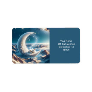 Etiqueta Fantasy Cute Baby Deer Moon