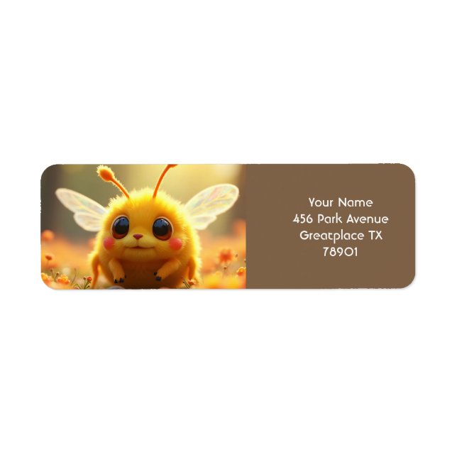 Etiqueta Fantasy Cute Bee Bug Sun (Frente)