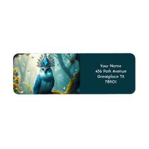 Etiqueta Fantasy Cute Blue Bird Forest