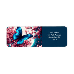 Etiqueta Fantasy Cute Blue Butterfly Moon