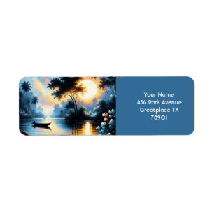 Etiqueta Fantasy Cute Bote Sunset Lake