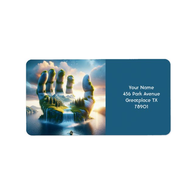 Etiqueta Fantasy Cute Bridge Lake Hand (Frente)