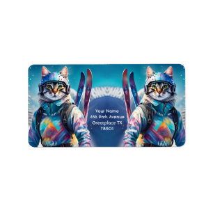 Etiqueta Fantasy Cute Cat Alpine Skis