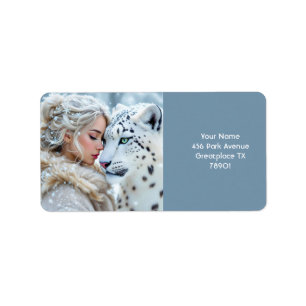 Etiqueta Fantasy Cute Chica Leopardo Blanco