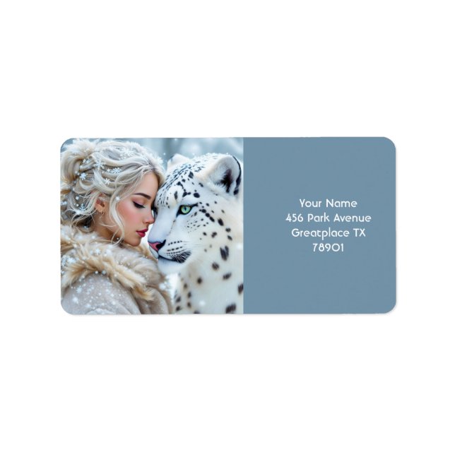 Etiqueta Fantasy Cute Chica Leopardo Blanco (Frente)