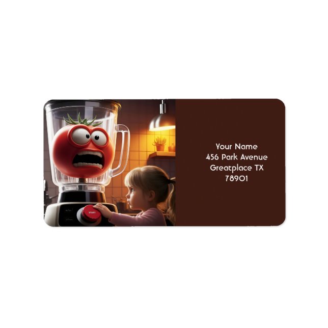 Etiqueta Fantasy Cute Chica Tomato Blender (Frente)