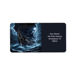 Etiqueta Fantasy Cute Corsair Ghost Ship