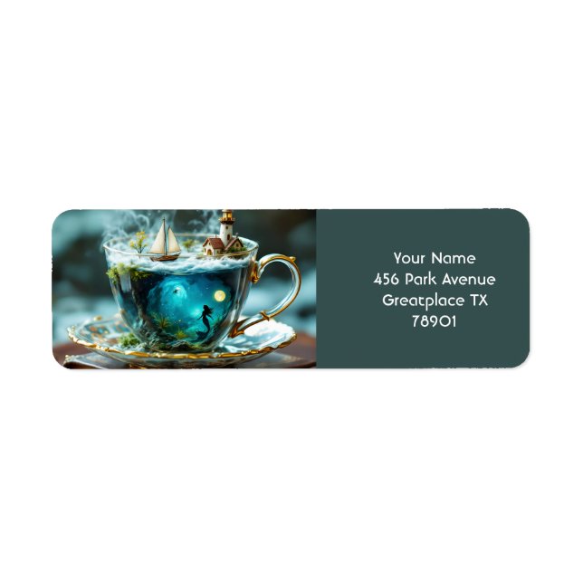 Etiqueta Fantasy Cute Cup Ocean Bote (Frente)