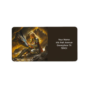 Etiqueta Fantasy Cute Dragon mujer guerrera