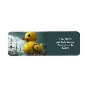 Etiqueta Fantasy Cute Duck War Ship
