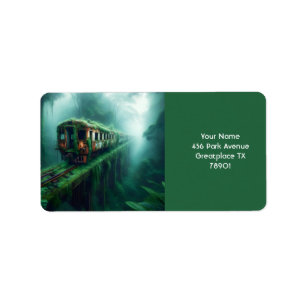 Etiqueta Fantasy Cute el Viejo Tren Pasado