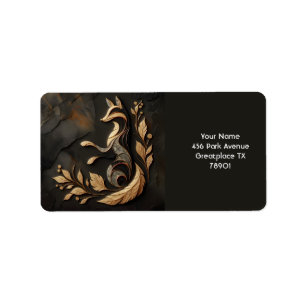 Etiqueta Fantasy Cute Elegant Fox Drawing