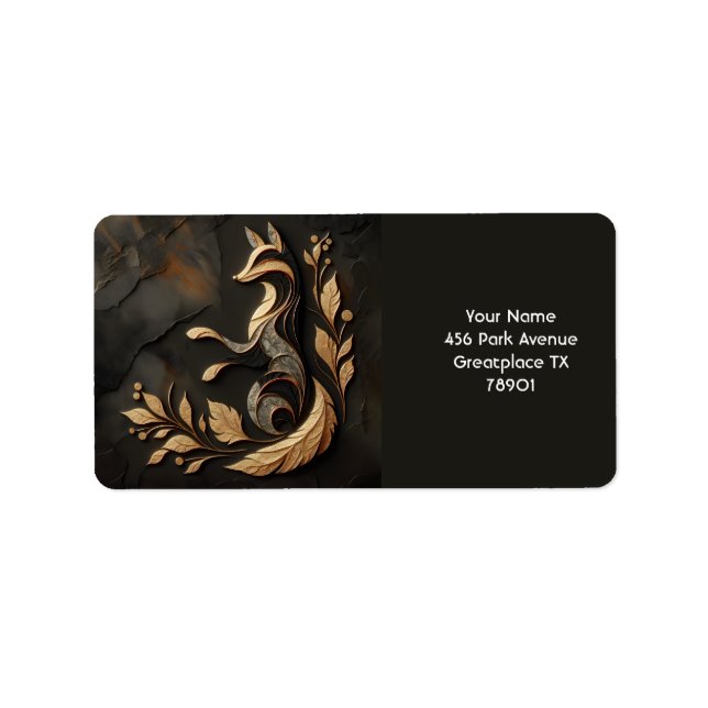 Etiqueta Fantasy Cute Elegant Fox Drawing (Frente)