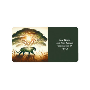 Etiqueta Fantasy Cute Field Tree Tiger