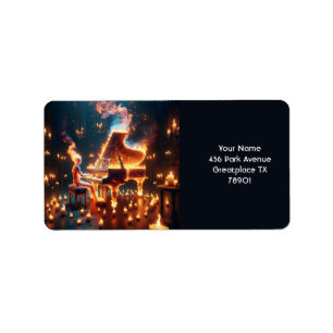 Etiqueta Fantasy Cute Fire Piano Chica
