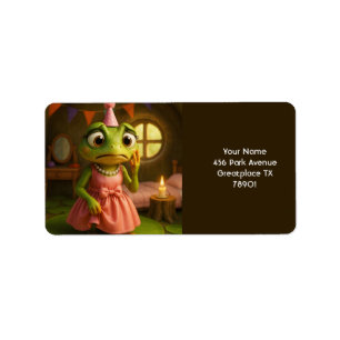 Etiqueta Fantasy Cute Frog Chica Fiesta
