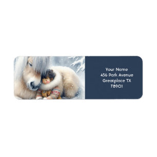 Etiqueta Fantasy Cute Horse Chica Winter