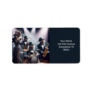 Etiqueta Fantasy Cute Jazz Band Cats