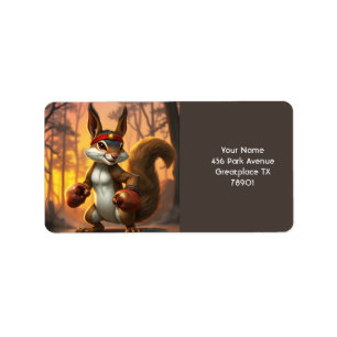 Etiqueta Fantasy Cute Kickboxer Bosque de ardilla