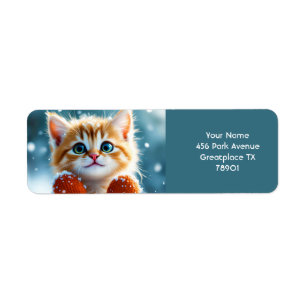 Etiqueta Fantasy Cute Kitten Mittens Snow