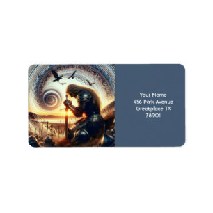 Etiqueta Fantasy Cute Knight Sword Legend