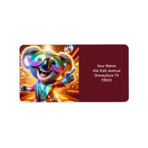 Etiqueta Fantasy Cute Koala Dancing Disco