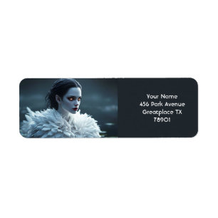 Etiqueta Fantasy Cute Lake Swan White