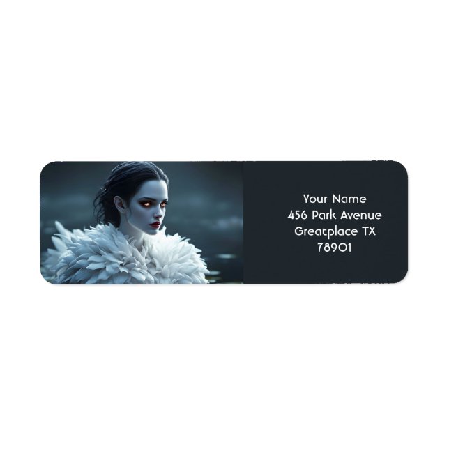 Etiqueta Fantasy Cute Lake Swan White (Frente)