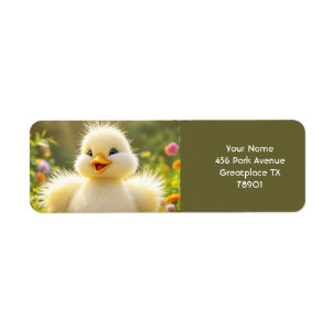 Etiqueta Fantasy Cute Laughing Pato Fluffy