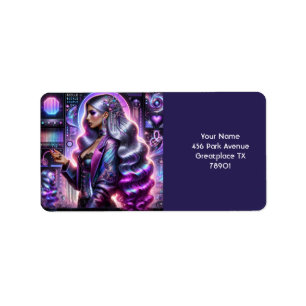 Etiqueta Fantasy Cute Lavender Cyber Chica