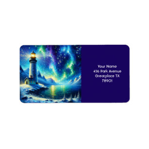 Etiqueta Fantasy Cute Lighthouse Snoweline