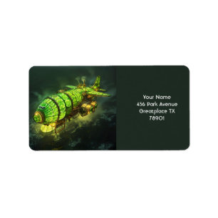 Etiqueta Fantasy Cute Lime Steampunk Plano