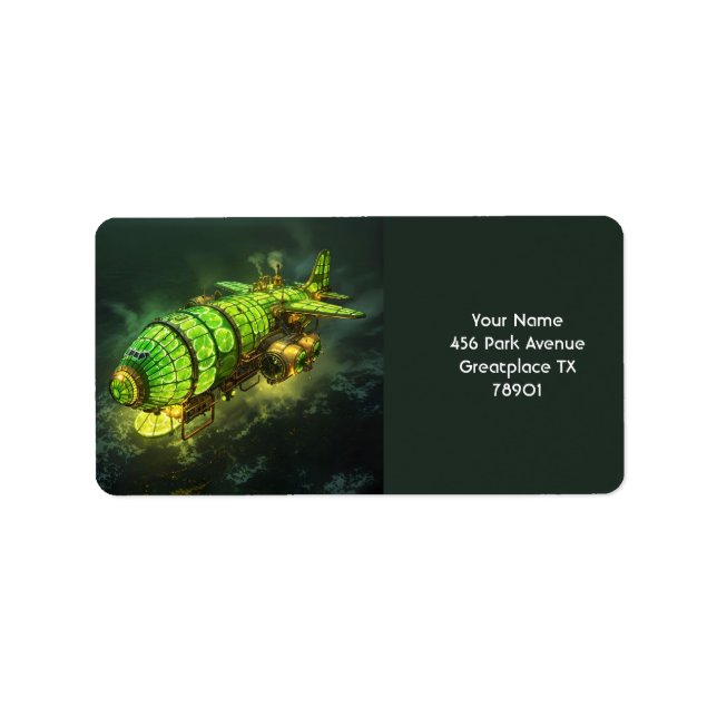 Etiqueta Fantasy Cute Lime Steampunk Plano (Frente)