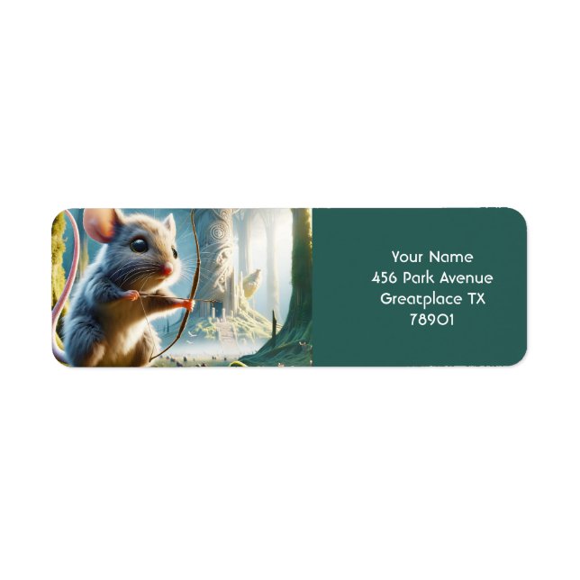 Etiqueta Fantasy Cute Mice Bow Forest (Frente)