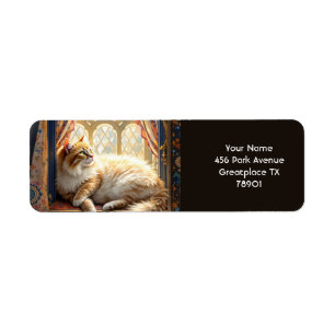 Etiqueta Fantasy Cute Morning Window Cat