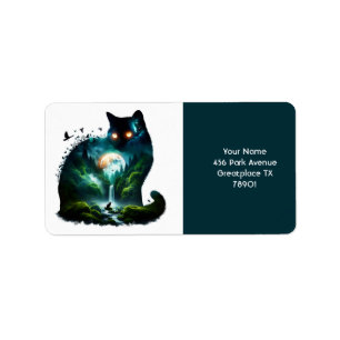 Etiqueta Fantasy Cute Mote Waterfall Cat