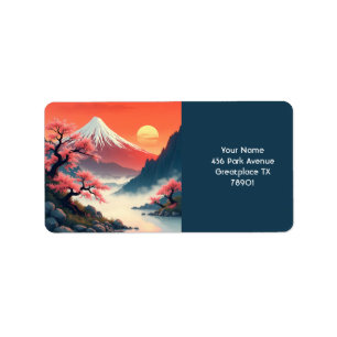 Etiqueta Fantasy Cute Mountain Sun Sakura