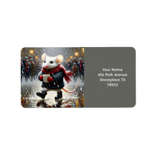 Etiqueta Fantasy Cute Mouse Café Abrigo (Frente)
