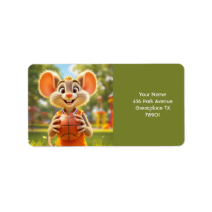 Etiqueta Fantasy Cute Mouse Campo de baloncesto