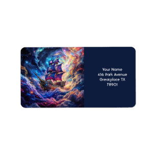 Etiqueta Fantasy Cute Nubes Espacio para Buques