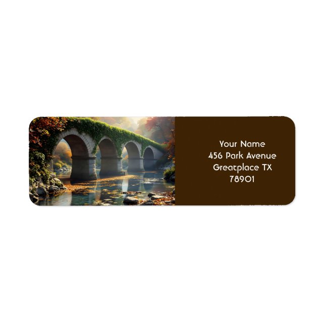 Etiqueta Fantasy Cute Old Bridge Otoño (Frente)