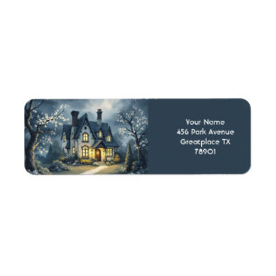 Etiqueta Fantasy Cute Old House Night