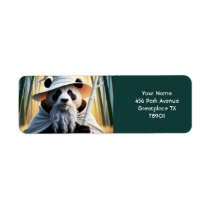 Etiqueta Fantasy Cute Old Panda Wizard